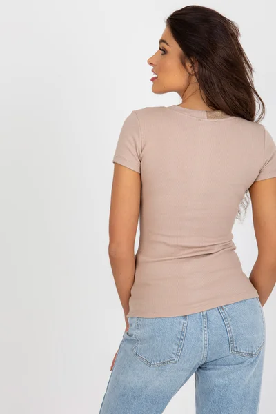 Přiléhavé dámské tričko V-neck FPrice