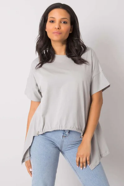 Lehké bavlněné asymetrické dámské tričko světle šedé Rue Paris