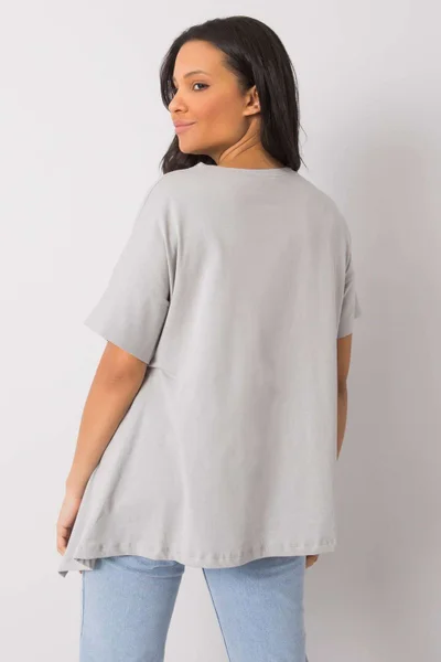 Lehké bavlněné asymetrické dámské tričko světle šedé Rue Paris
