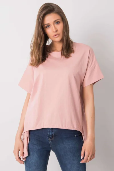 Světle růžové dámské asymetrické tričko Rue Paris