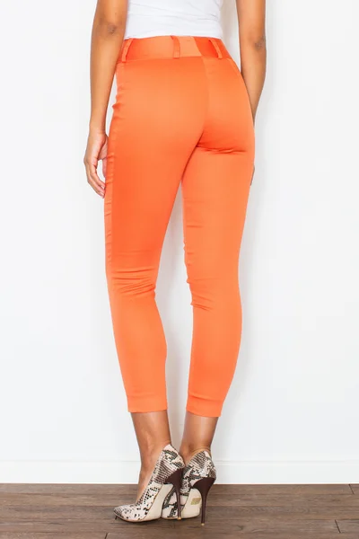 Oranžové dámské slim fit kalhoty 7/8 délka Figl