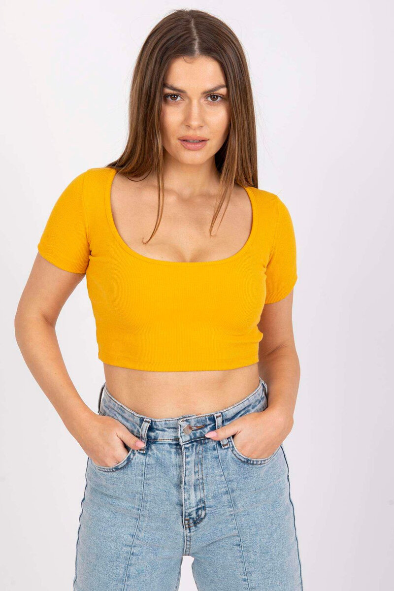 Dámský crop top s kulatým výstřihem Rue Paris žlutý, m i240_178100_2:M