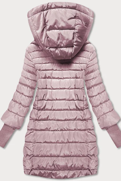Pudrově růžový prošívaný dámský kabát s náplety MINORITY