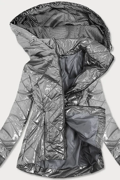 Stříbrná lesklá prošívaná dámská bunda G378 S'WEST (barva srebrny)