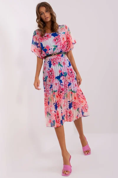 Květované plisované dámské midi šaty FPrice