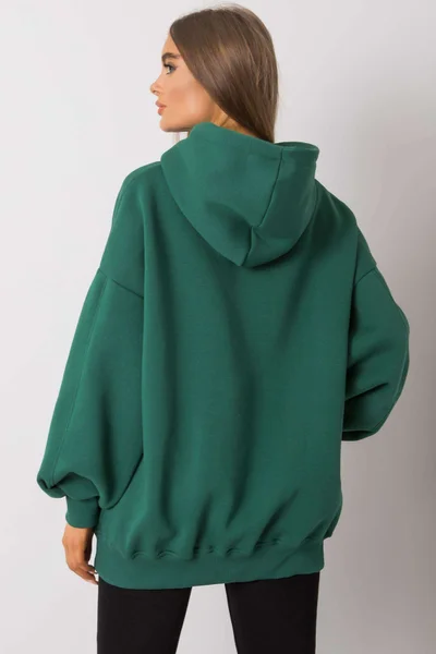 Tmavě zelená bavlněná mikina pro ženy s kapsami FPrice