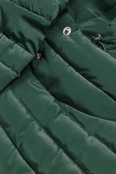 Tmavě zelené dámská prošívaná bunda s náplety MINORITY