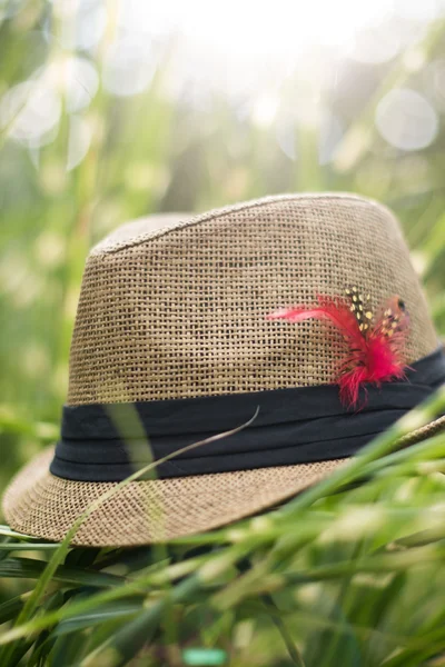 Unisex letní klobouk s peřím Art of Polo - Tmavě béžový