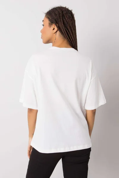 Klasické bavlněné dámské tričko v bílé barvě Rue Paris