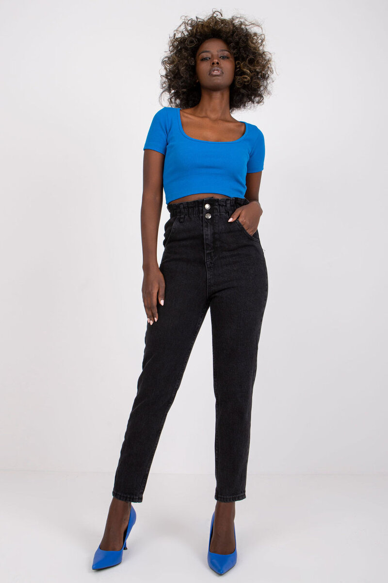 Modrý dámský crop top s krátkým rukávem Rue Paris, m i240_178097_2:M