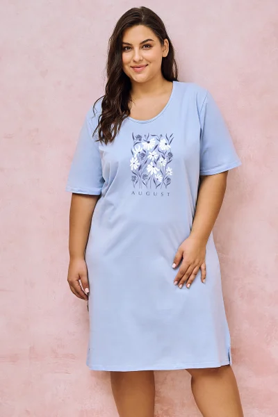 Světle modrá dámská noční košilka plus size Taro