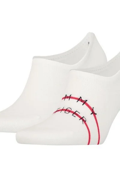 2 páry unisex kotníčkové ponožky Tommy Hilfiger bílé s pruhy