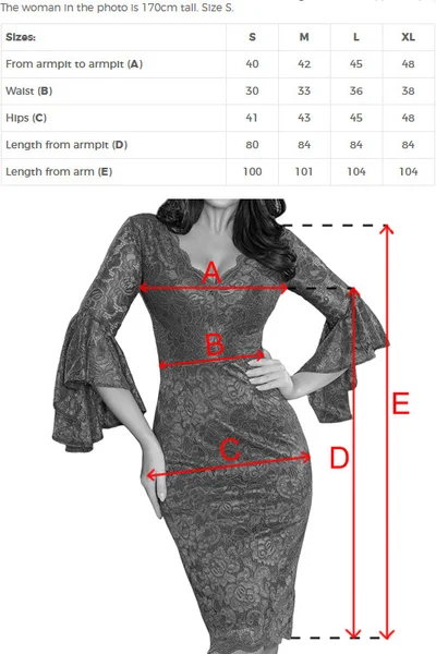 Přiléhavé krajkové dámské šaty s rozšířenými rukávy Numoco