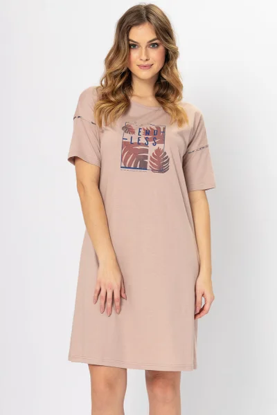 Béžová dámská košile na spaní LEVEZA