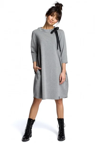 Oversize volné šedé šaty BeWear