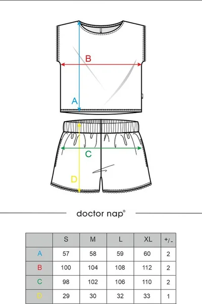 Krémové vzorované dámské krátké pyžamo Doctornap