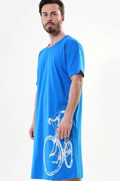 Pánská modrá noční košile na spaní Cycling