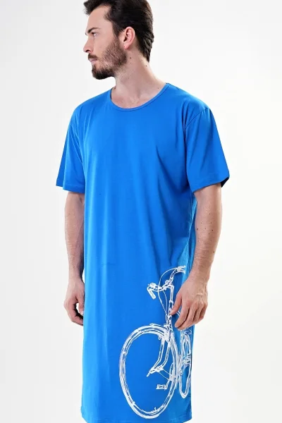 Pánská modrá noční košile na spaní Cycling