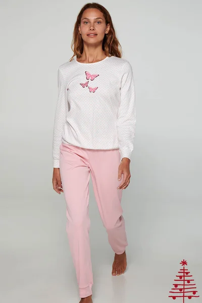 Bílo-růžové dámské pyžamo Vamp
