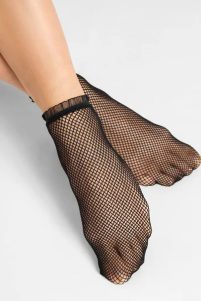Černé kabaretní ponožky ze síťoviny Fiore