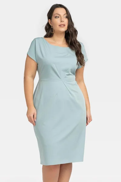 Světle modré dámské pouzdrové šaty Karko plus size