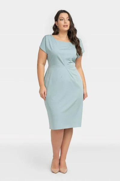 Světle modré dámské pouzdrové šaty Karko plus size