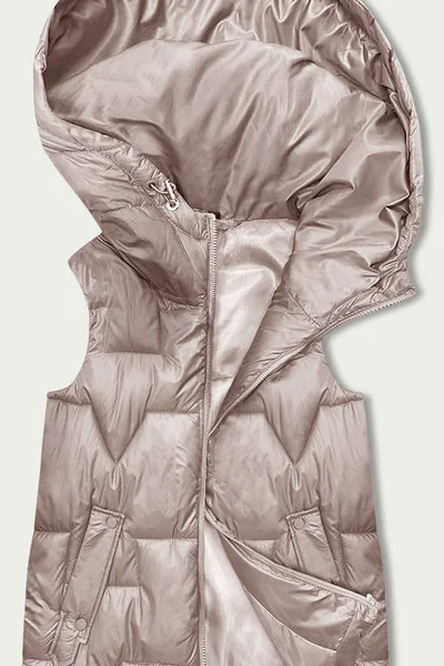 Krémová metalická prošívaná vesta s kapucí S'WEST