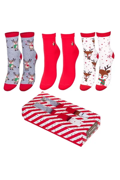 Dámské ponožky Milena Vánoční sada, krabička A'3 (mix kolor)