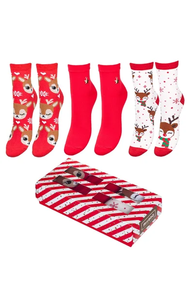Dámské ponožky Milena Vánoční sada, krabička A'3 (mix kolor)