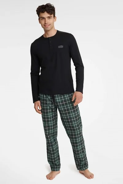 Pánské bavlněné pyžamo s kostkovanými kalhotami Henderson