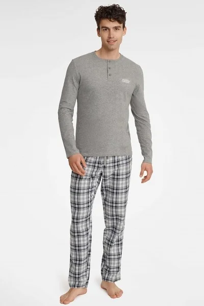 Pánské bavlněné pyžamo s kostkovanými kalhotami Henderson