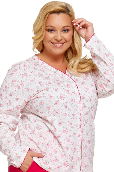 Bílo-růžové dámské plus size pyžamo Doctornap