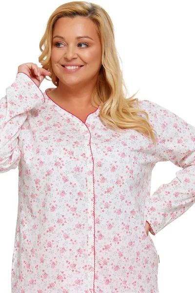 Bílo-růžové dámské plus size pyžamo Doctornap