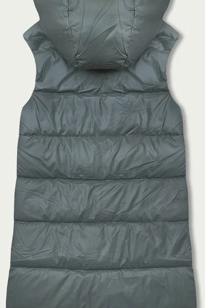 Khaki dámská delší prošívaná vesta s kapucí S'WEST