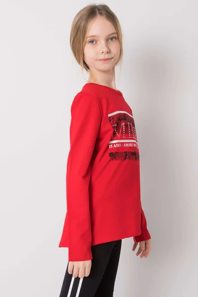 Dívčí červené tričko s dlouhým rukávem FPrice