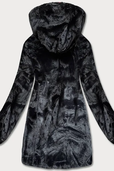 Tmavě šedý dámský prošívaný kabát s kožíškem S'WEST oboustranný
