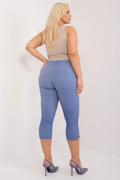 Světle modré dámské plus size 3/4 kalhoty FPrice