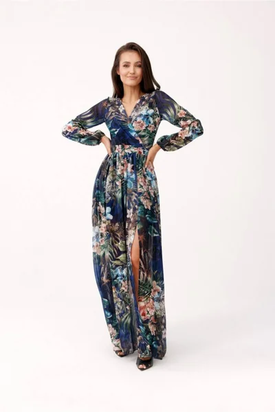Maxi dlouhé krásné květované šaty s holými zády Roco Fashion