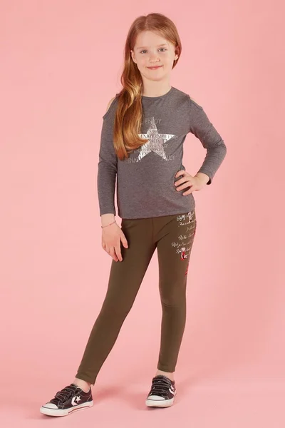 Dívčí šedé tričko s dlouhým rukávem Hvězda FPrice