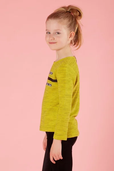 Zeleno-žluté dívčí tričko s dlouhým rukávem FPrice