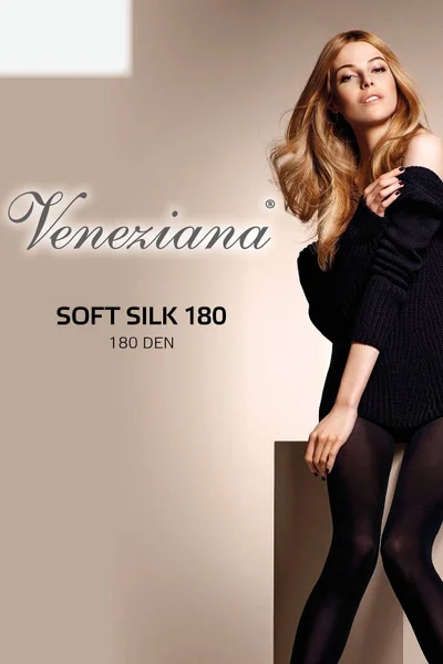 Černé dámské punčocháče s hedvábím Veneziana Soft Silk 180