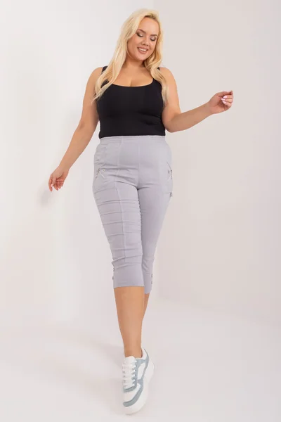 Plus size dámské šedé capri kalhoty FPrice