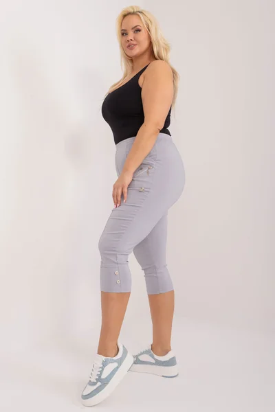 Plus size dámské šedé capri kalhoty FPrice