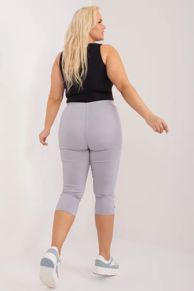 Plus size dámské šedé capri kalhoty FPrice