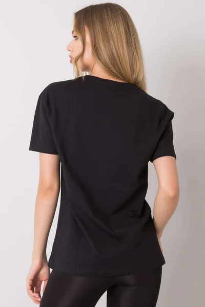 Černé dámské bavlněné tričko s potiskem FPrice