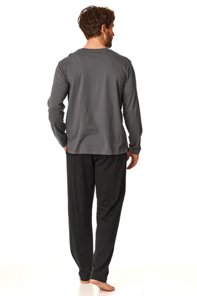 Tmavě šedé pánské dlouhé pyžamo Key