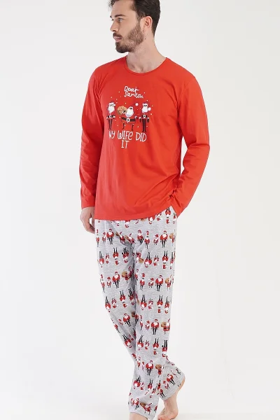 Pánské vánoční pyžamo s červeným tričkem Cool Comics