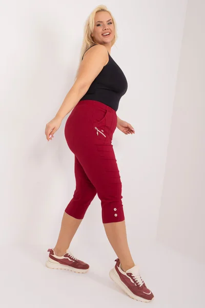 Dámské vínové 7/8 kalhoty FPrice plus size