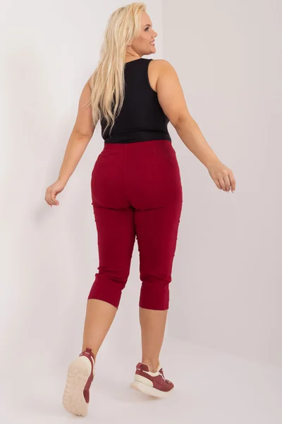 Dámské vínové 7/8 kalhoty FPrice plus size