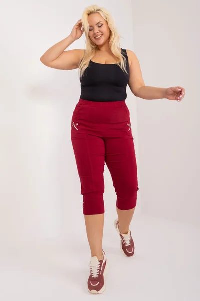 Dámské vínové 7/8 kalhoty FPrice plus size